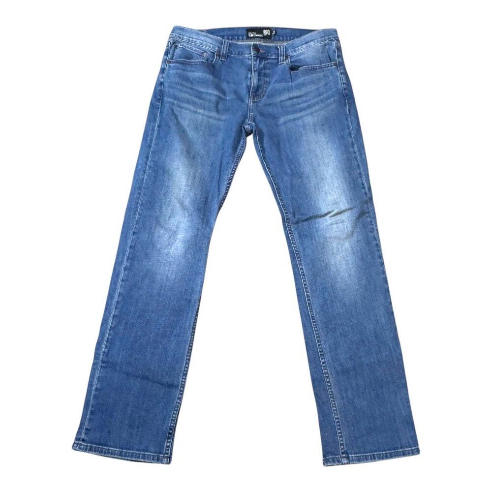 RSQ New York Slim Straight Mens Jeans 33x32 Medium Wash Denim Casual Fit Durable